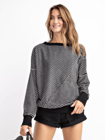 Velvet Teddy Striped Pullover