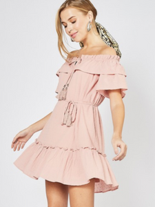 Blush Sandy Beaches Tassel Tie Dress