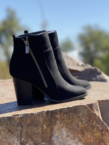 Stellar Faux Suede Black Booties