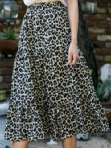 Layered Leopard Midi Skirt