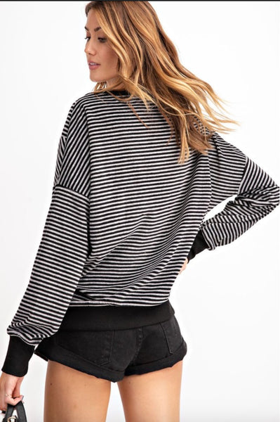 Velvet Teddy Striped Pullover