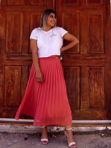 Rose Pleated Midi Skirt