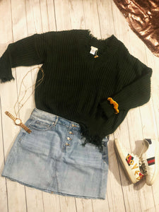 XOXO Curvy Distressed Sweater