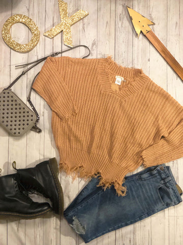 Ash Rose Distressed Sweater