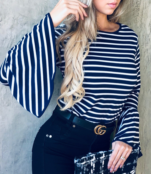 Leading Lady Bell Sleeved Striped Top