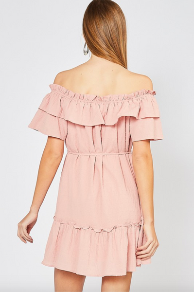 Blush Sandy Beaches Tassel Tie Dress
