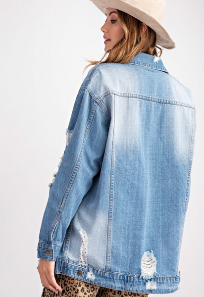 Dallas Oversized Distressed Denim Jacket