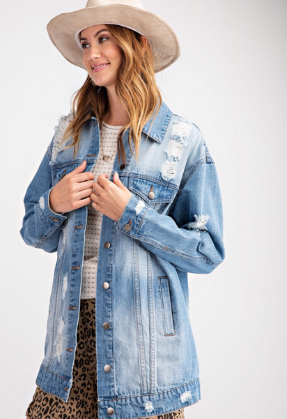 Dallas Oversized Distressed Denim Jacket