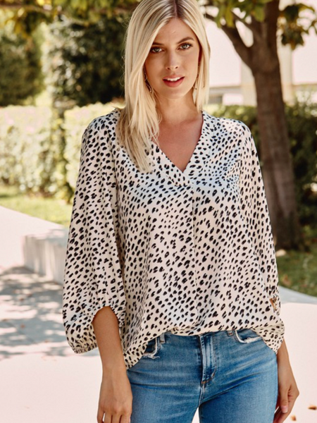 Hallie V-Neck Leopard Blouse